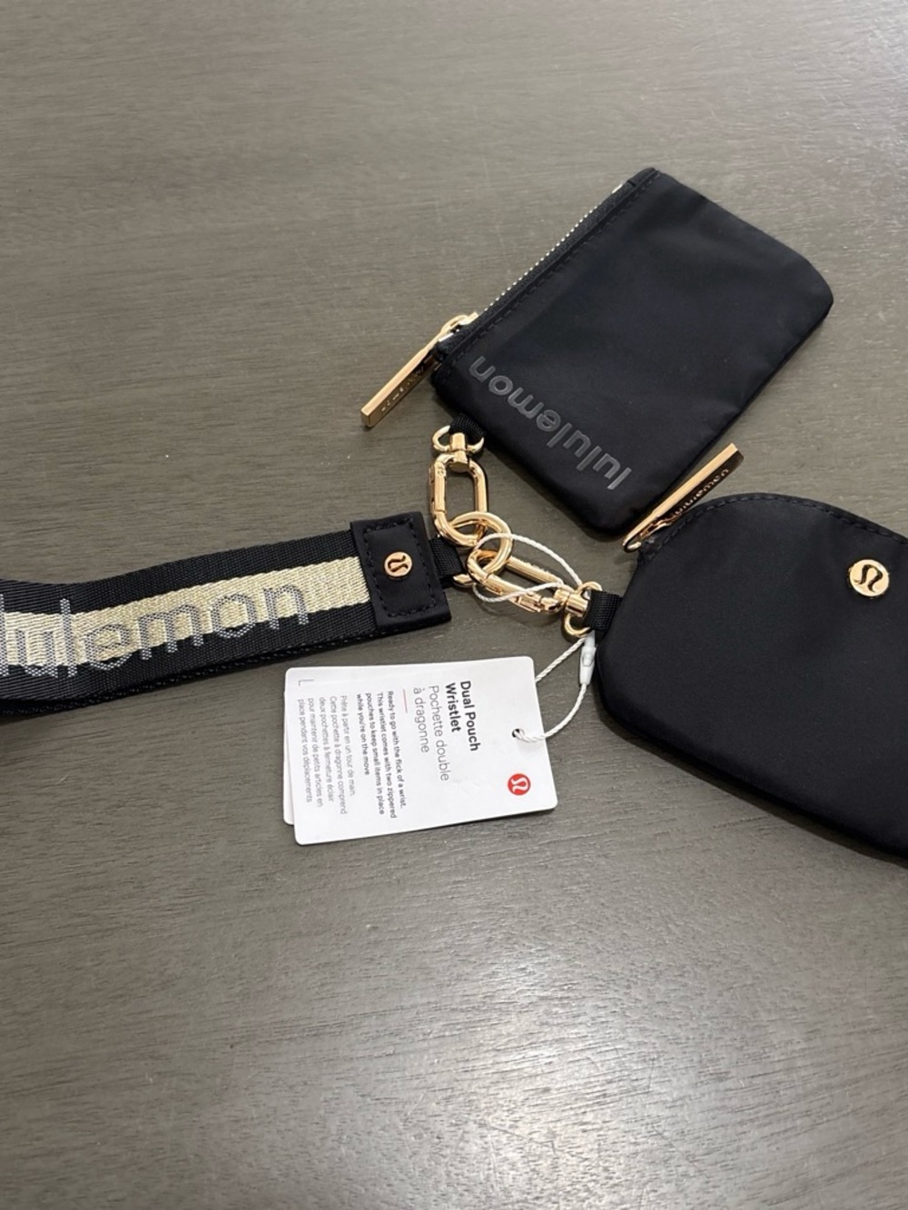 lululemon athletica Black Triple Pouch Wristlet with Strap